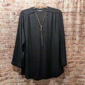 Lior Paris Blouse Long Sleeve  with Zipper Black Size XL